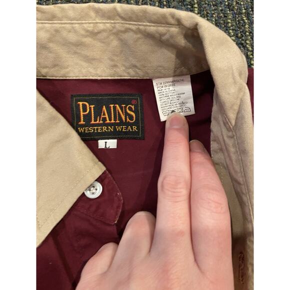 Vintage Plains Western Wear Mens button up Shirt Size L Red Short Sleeve - Picture 5 of 6